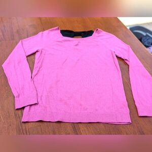 Pink Knit Sweater with black bow detail